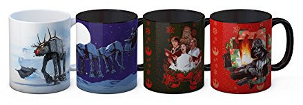 SD TOYS Set de Mini Tazas Café Navidad Diseño Star Wars EP.VIII, Cerámica, Multicolor, 7x7x29 cm, 4 Unidades