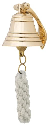 2 Polished Brass Bell Quality Marine Wall Mounted Ship Hanging Bell Perfect for Dinner, Indoor, Outdoor, School, Bar, Reception, Last Order & Church by The Metal Magician