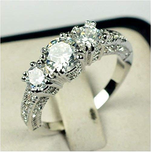 DIVISTAR Damen Verlobungsring Scott Allah Design 10 Karat Weißgold, Größe 8