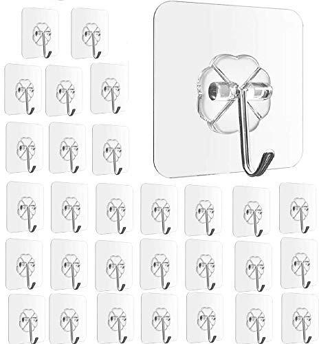 Strong Self Adhesive Hooks, Reusable Wall Hooks for Hanging, Waterproof and Transparent Wall Hooks (14)