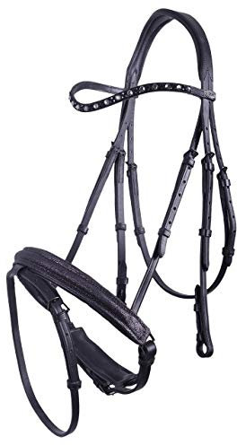 QHP Schwedische Trense Shimmer Leder Glitzer Strass (Warmblut)