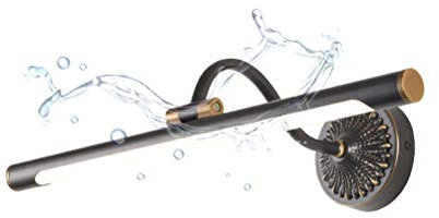 ACMHNC LED Spiegelleuchte Vintage Badezimmer Wasserdichte Spiegellampe Antik Messing Badlampe Schminktisch Wandleuchte 240° Winkel Einstellbar Schminklicht Neutral weiß 4000K,Schwarz,Ø58CM/12W