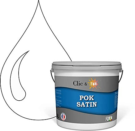 POK SATIN : Peinture Satin Lessivable Blanc 50m² - 5L