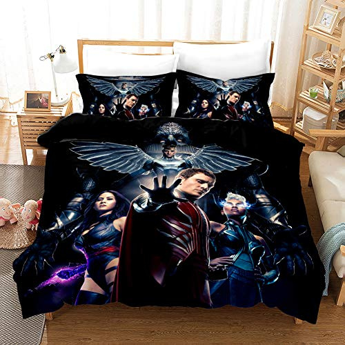 NICHIYO X-Men Bettwäsche Set - Bettbezug und Kissenbezug,Mikrofaser,3D Digital Print dreiteiliger Bettwäsche(Bettbezug + Kissenbezüge) (3,Single 135x200cm)