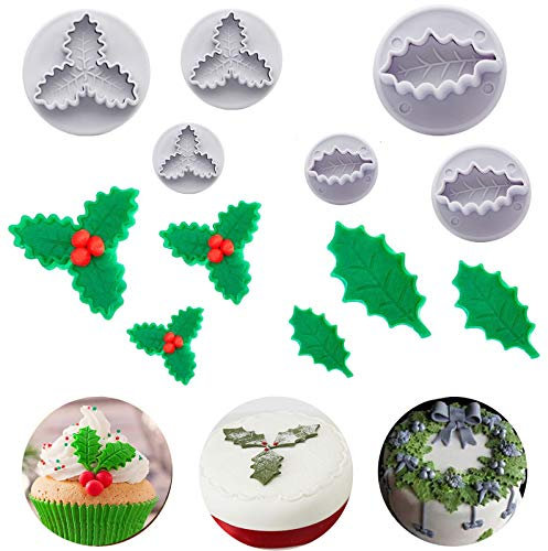 Sunbbingsp 6 Pcs Plätzchenformen, Ausstecher Ausstechformen Weihnachten Set, Fondant Ausstecher Blätter, Plätzchen Ausstecher Set für Motivtorten Tortendeko Kekse Backen Küche Zubehör(S, M, L)