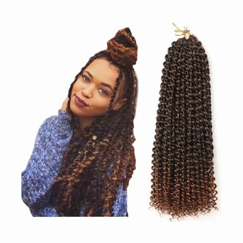 Passion Twist Hair, 7 Packs 18inch Water Wave Crochet Hair for Long Bohemian Tressage YDDM Passion Twist Extensions de cheveux synthétiques (T1B-30#, 7 Packs-18inch)