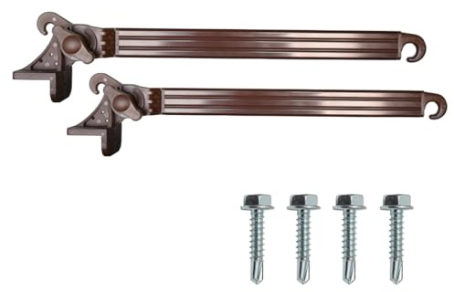 TENDAGGIMANIA Braccetti Tende da Sole a Caduta PVC Marrone 50 cm | 1 Coppia, Regolabili fino a 180°, 4 Viti Autoforanti Incluse, Per Esterni