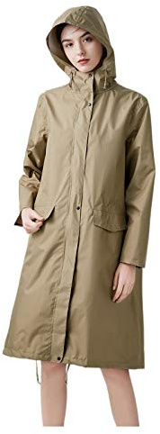 Freesmily Manteau de pluie long élégant pour femme avec veste de pluie imperméable à capuche