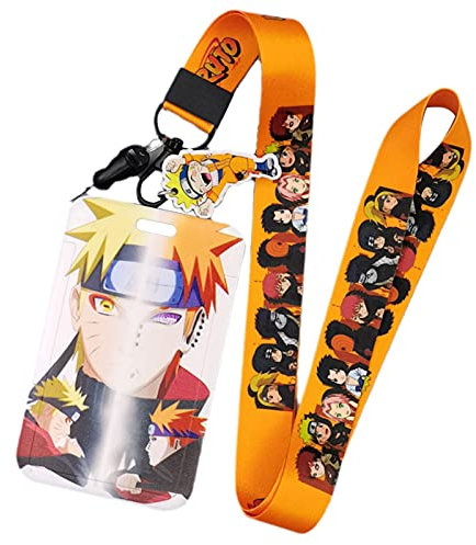 ALTcompluser Anime Porte-carte avec cordon pour porte-clés, carte d'identité, carte d'identité, carte d'identité, porte-clés, carte d'identité, expositions (Uzumaki & Pain)