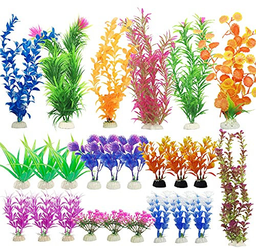 Cayway 25 PCS Plantes D'aquarium Plastique Décoration, Mixte Plantes Aquatiques Décor Plante Aquarium Artificiel pour Que Les Poissons Se Cachent Aquarium Decoration
