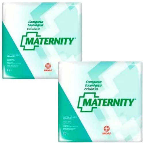 Indas Compresas Tocológicas Maternity de Celulosa Pack de 2 - Confort y Seguridad Postparto, 50 Unidades Total