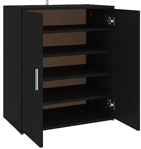 vidaXL Armoire à Chaussures, Placard à Chaussures avec Étagère, Meuble de Rangement Entrée Salle de Séjour, Moderne, Noir Bois d'Ingénierie