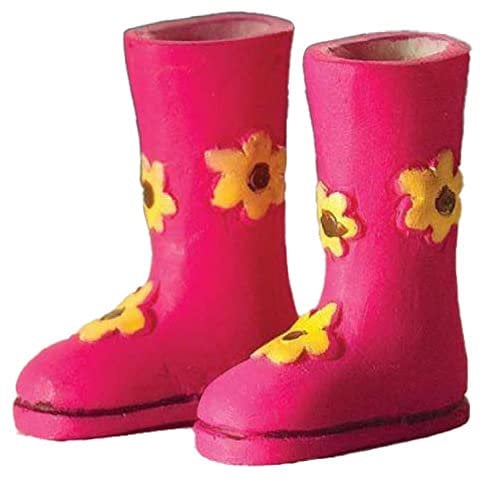 Melody Jane Dolls House Pink Flower Wellington Boots Wellies Miniature Garden Accessory 1:12