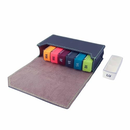 Anabox- Pilulier Semainier 3x7 Compartiments Multicolore - Organisateur Médicaments 7 Jours Matin Midi Soir avec Étui Protection - Gris Anthracite - Solide et Pratique - Sans BPA