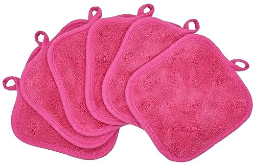 BloomSesame Lot de 12 chiffons démaquillants réutilisables en microfibre douce pour le visage, les yeux, les lèvres - 5 x 5inch - Rose foncé