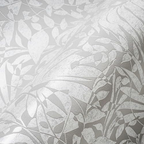 A.S. Création Tapete Floral Hellgrau Silber THE BOS 388312 Vliestapete Tapete Pflanzen 10,05 m x 0,53 m Made in Germany