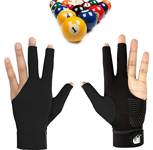 Hayaww 3 Finger Snooker Gloves,Billiard Pool Cue Gloves Billiard Non Slip Billiard Glove Billiard Pool Gloves Left Hand Wear-Resistant Billiard Gloves Accessories for Men and Women (Schwarz)