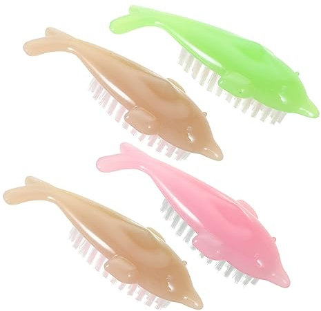 Beatifufu 4pcs Surface Nails Brush Toe Hand for Dolphin Fingernail Cleaning Toes Scrubbing Uv Color Shaped Handle Tools Shape Maincure Under Cute Multi-functional Grip Feet Manicure