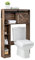 COSTWAY Toilettenschrank mit Schiebetür, Toilettenregal Holz, Badezimmerregal Badezimmerorganisator freistehend, Überbauschrank Waschmaschinenregal braun (braun)