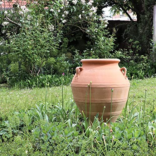 Palatina Werkstatt Terracotta Amphore Cassia 80cm - 100% handgefertigtes Unikat aus Griechenland - Verzaubern Sie Ihren Garten oder Terrasse in eine grüne Oase