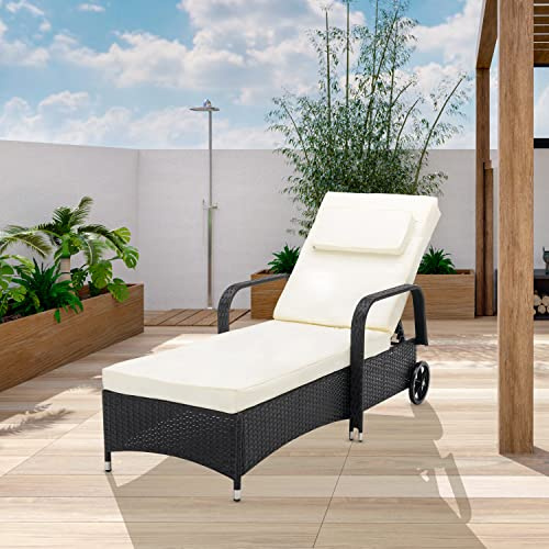mcc direct Rattan Sun Lounger Bed Recliner Outdoor Garden Chair (Black)