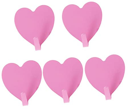 STOBOK 5pcs Heart Decor Pink Decor Hat Wall Hooks Heart Hook Towel Wall Stainless Steel Hook Coat and Hat Hooks Creative Wall Hooks Hook up Sticky Hook Decorate Stainless Steel Pink