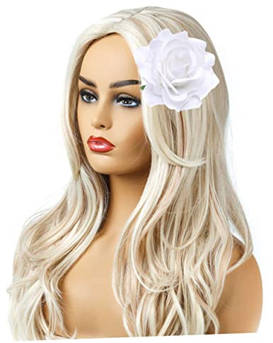 Beavorty 5pièces Broches Fleurs Tissu Roses Corsage Pince Cheveux Robe Mariée Blanches Lot