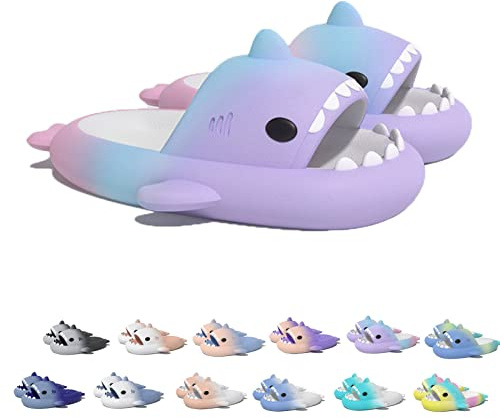Sharky Chanclas, Cloud Shark Slides, Ciabatte Squalo Estive Donna Uomo Pantofole da Bagno Comode Pantofole da spiaggia antiscivolo (36-37 EU, Purple&blue&pink)