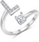 Zelaro Silber Ring mit Buchstabe | Zirkonia Ring mit Initialen | Pärchen Ringe für Mädchen Geschenk für Freundin | Frauen Ring als Schmuck Ringe zum Jahrestag | Verstellbare Ringe in Silber (L)