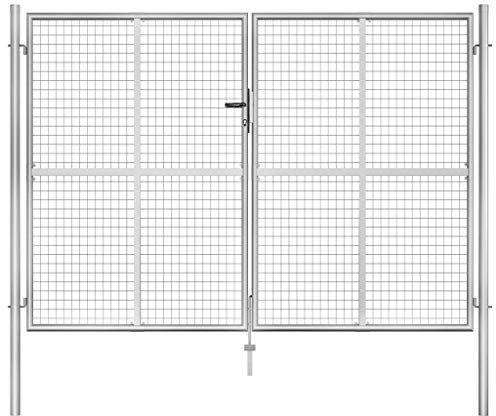 BaraSh Puerta de jardín Puertas de Exterior Valla Metalica Exterior Puerta de jardín de Acero galvanizado Plateado 306x225 cm