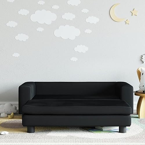 Homgoday Kindersofa mit Hocker Kindercouch Msinisofa Kindersessel Kindersofa Sofa Sessel Sitzmöbel Kinder Sofa für Kinderzimmer KindermöbelSchwarz 100x50x30 cm Samt