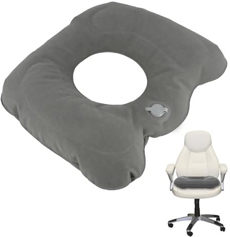 Cozlly Aufblasbares Sitzkisse orthopädische,Rund Hämorrhoiden Sitzkissen,Aufblasbares Donut Kissen,Grau Sitzkissen Aufblasbar,für Hämorrhoiden,Steibbeinschmerzen,Rollstühle (Grau)