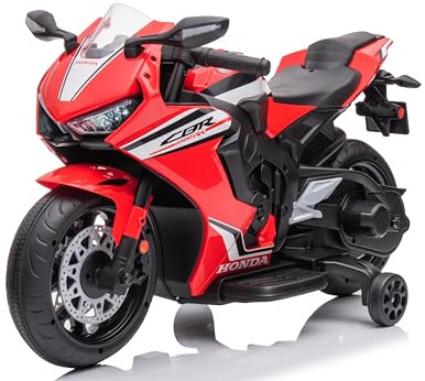 Honda CBR 1000 12V Moto Elettrica per Bambini Replica Ufficiale con Licenza Honda, Luci LED, Suoni e Acceleratore a Pedale Mini Moto a Batteria con Rotelle Rimovibili Rosso
