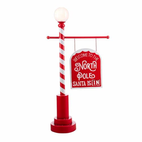 Nataland Cartello Santa Claus in North Pole in Metallo 115 Cm con Luci LED, per Decorare Ingresso Casa, Negozi, Vetrine e Villaggi