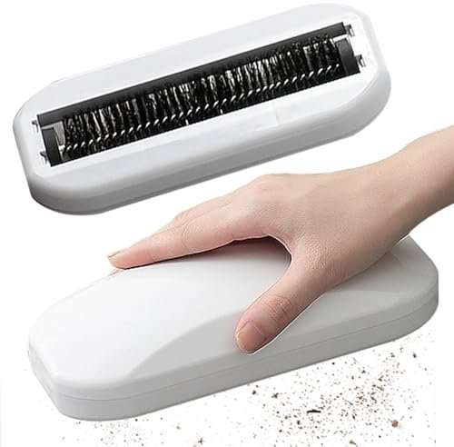 Ramasseur de Miettes Brosse à Tapis Balayeuse à Tapis 2 Pièces Roulant à Main Ergonomique en Poils PP Brosse à Miettes en Coquille de Noix Abs Nettoyage Miette pour Table Lit Canapé Tapis