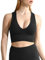 ANGOOL Sport BH Damen V-Ausschnitt Tank Top Damen Ribbed Mittlerer Halt Crop Top Gepolstert Seamless für Yoga Fitness Joggen Alltägliche Oberteile, Schwarz, S