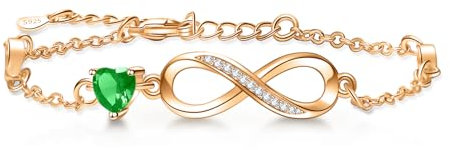 Tusuzik Bracciale Argento 925 Donna, Bracciale Infinito con Cuore Zirconi con Placcato Oro Rosa Regolabile Bracciali Donna Gioielli Regalo