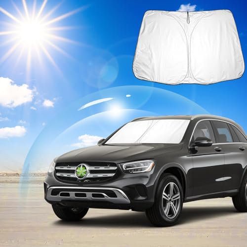 Ruiya Frontscheibenabdeckung Kompatibel mit Mercedes GLC X253 2016-2021, Sonnenschutz für Frontscheiben Auto Windschutzscheiben Abdeckung Frontscheibe blockiert UV Frontscheibe Sonnenblende