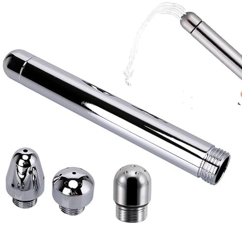 Boquilla de ducha para enema de ducha, sistema de limpieza de ducha con 7 agujeros, accesorios de baño para limpieza de colon para hombres y mujeres con 3 cabezales de ducha de aluminio + bolsa de