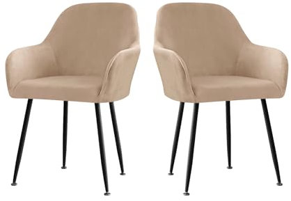 Stuhlhusse Stuhlbezug Samt Stretch 2er/4er/6er Set, Gebogen Stuhlbezüge Rückenlehne mit Armlehne Abnehmbar, Stuhlüberzug Esszimmerstühle Modern Bürostuhl Bezug Stuhl Beschützer-Dark Brown||2PCS