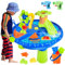 JONRRYIN Table à Eau de Sable 4 en 1, Table de Plage pour Les Activités Denfants, Table de Jeu d'eau Sableuse, Jeu Sable Eau, Jouets Plage pour Enfants avec Pelle, Râteau, Nombreux Accessoires (B)