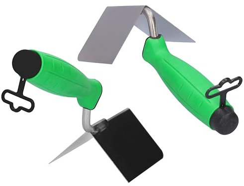 ToolSpace Set de 2 truelles d'angle intérieur et extérieur 85x60 mm Spatule d'angle, truelle d'angle Inoxydable en Acier Inoxydable Truelle d'angle avec poignée Souple, pour travaux de plâtrage