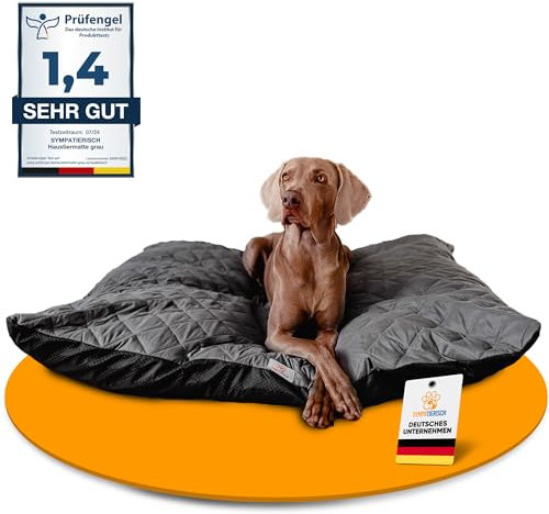 Hundematte [rutschfest & wasserdicht] - Superweich gepolstertes Hundekissen für deinen Vierbeiner - Liegematte, Hundebett für grosse bis kleine Hunde, Bezug waschbar & haarresistent | 120x110x14 cm