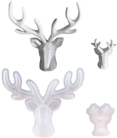 2 x Hirschformen für Weihnachten, Elch, Silikonformen, Ornament, Desktops, dekorative Gips, Gussformen, Heimdekorationen, Silikonform, Weihnachten, Elch, Gießformen, Hirsch, Harze, Tischdekorationen