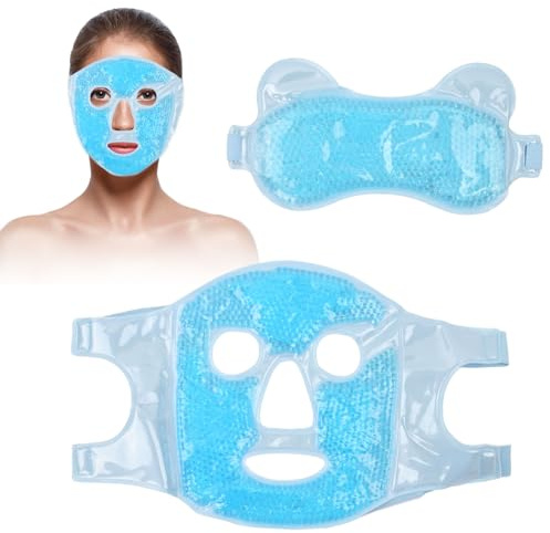 Kühlende Gel Gesichtsmaske Beauty Wiederverwendbar, Kühlmaske Gesicht mit Klettverschluss, Eis Augenmaske, Heiße Maske, Schlafmaske Eismaske für Augenringe entfernen/Reduziert Schwellungen/Hautpflege