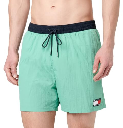 Tommy Hilfiger Uomo Pantaloncino da Bagno Medium Drawstring con Coulisse, Verde (Fort Green), XL