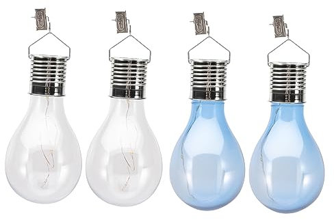 Homoyoyo 4 Stück Solar-Glühbirne Solar-Gartenlampe zum Aufhängen hängendes Solarlicht LED-Glühbirne zaunbeleuchtung solarglühlbirne hängende Glühbirne solarbetriebenes licht Plastik