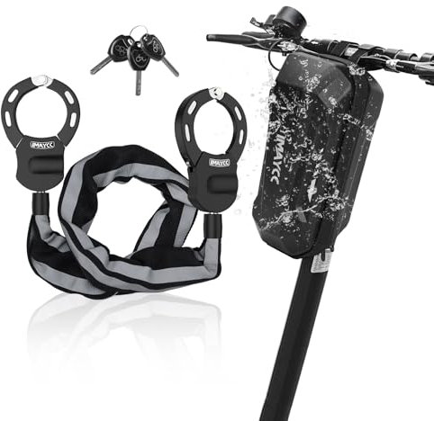 IMAYCC E Scooter Schloss Mit Tasche, Schloss für E Scooter, Handschellenschlossn, E-Roller Schloss, Fahrradschloss, Motorrad, Hochsicherheitsschloss Mit Silikonschutz Gegen Kratzer