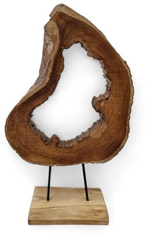 Kinaree Wurzelholz Deko Baumscheibe - Teak Massivholz Scheibe Skulptur - Querschnitt eines Stammes (Teak Holz)