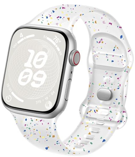 Epova Compatible con Correa Apple Watch 44mm 45mm 46mm 49mm para Mujeres y Hombres, Correa Deportiva de Plástico Suave y Transpirable para iWatch SE Series 10 9 8 7 6 5 4 3 Ultra, Transparente